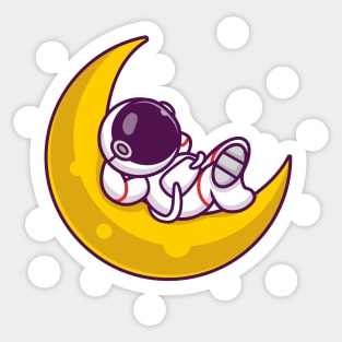 Cute Astronaut Sleeping On The Moon Sticker